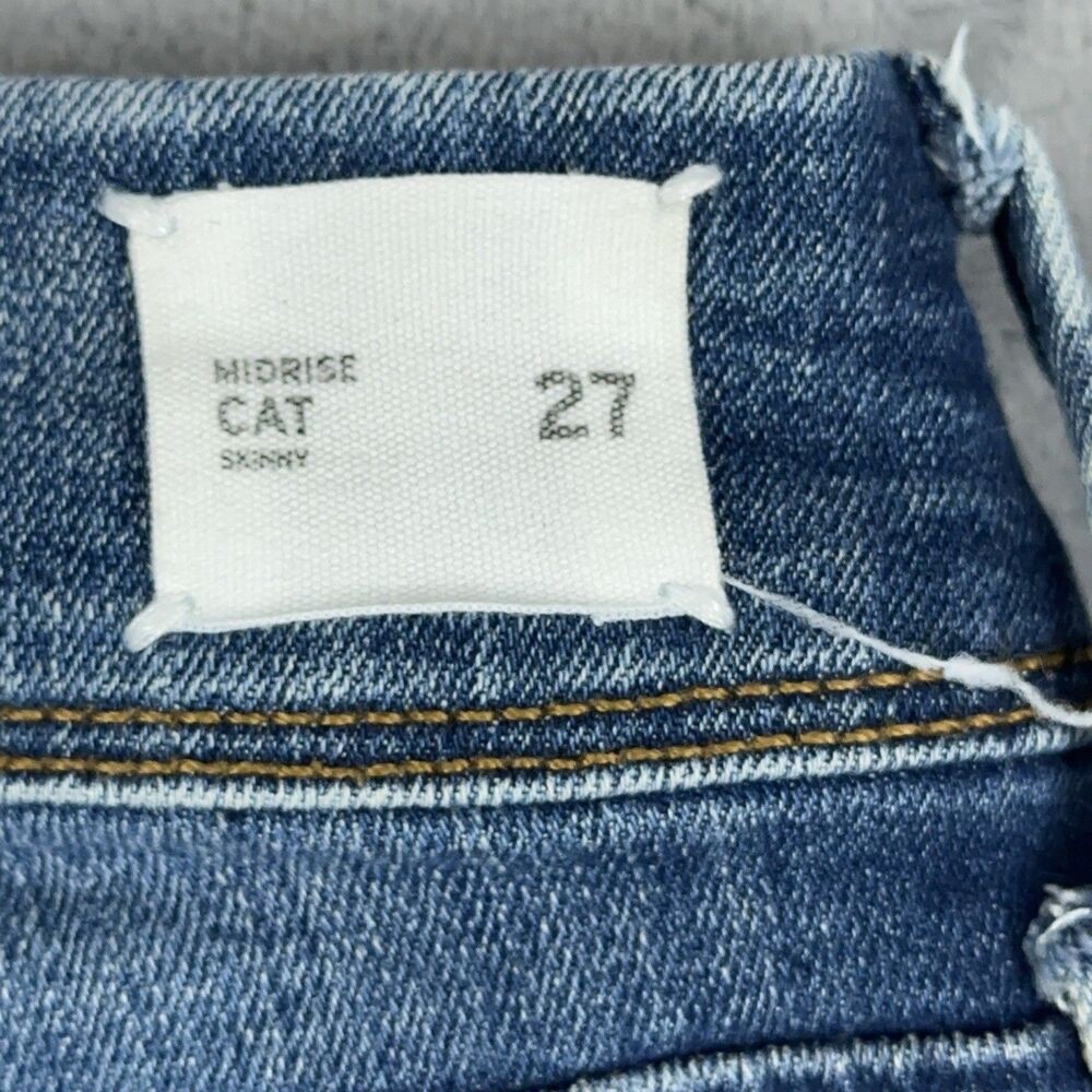 Hudson Cat Mid Rise Skinny Jeans Womens Size 27 Blue Step Hem Back Flap Pockets - Picture 7 of 14
